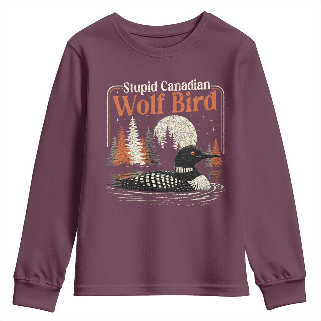Stupid Canadian Wolf Bird Youth Sweatshirt Retro LGBT Hockey Fan Romance - Wonder Print Shop