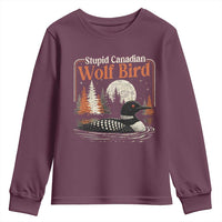 Stupid Canadian Wolf Bird Youth Sweatshirt Retro LGBT Hockey Fan Romance - Wonder Print Shop