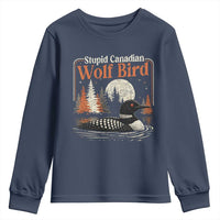Stupid Canadian Wolf Bird Youth Sweatshirt Retro LGBT Hockey Fan Romance - Wonder Print Shop