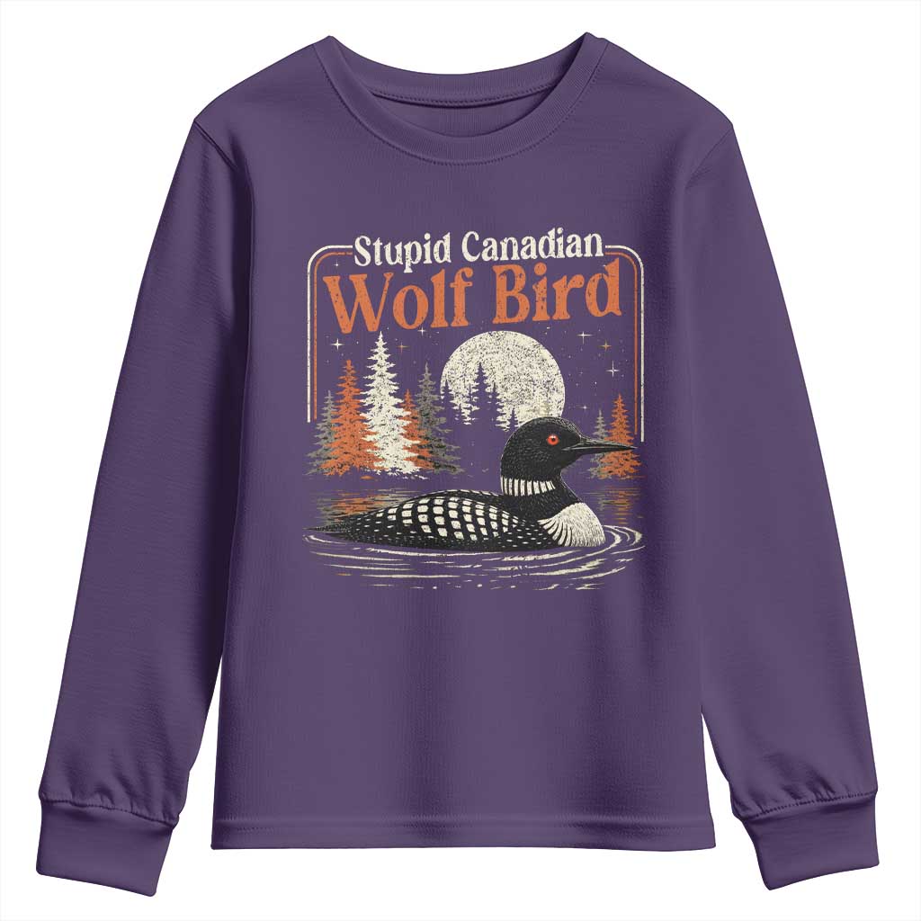 Stupid Canadian Wolf Bird Youth Sweatshirt Retro LGBT Hockey Fan Romance - Wonder Print Shop