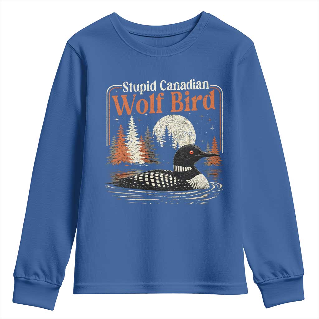 Stupid Canadian Wolf Bird Youth Sweatshirt Retro LGBT Hockey Fan Romance - Wonder Print Shop