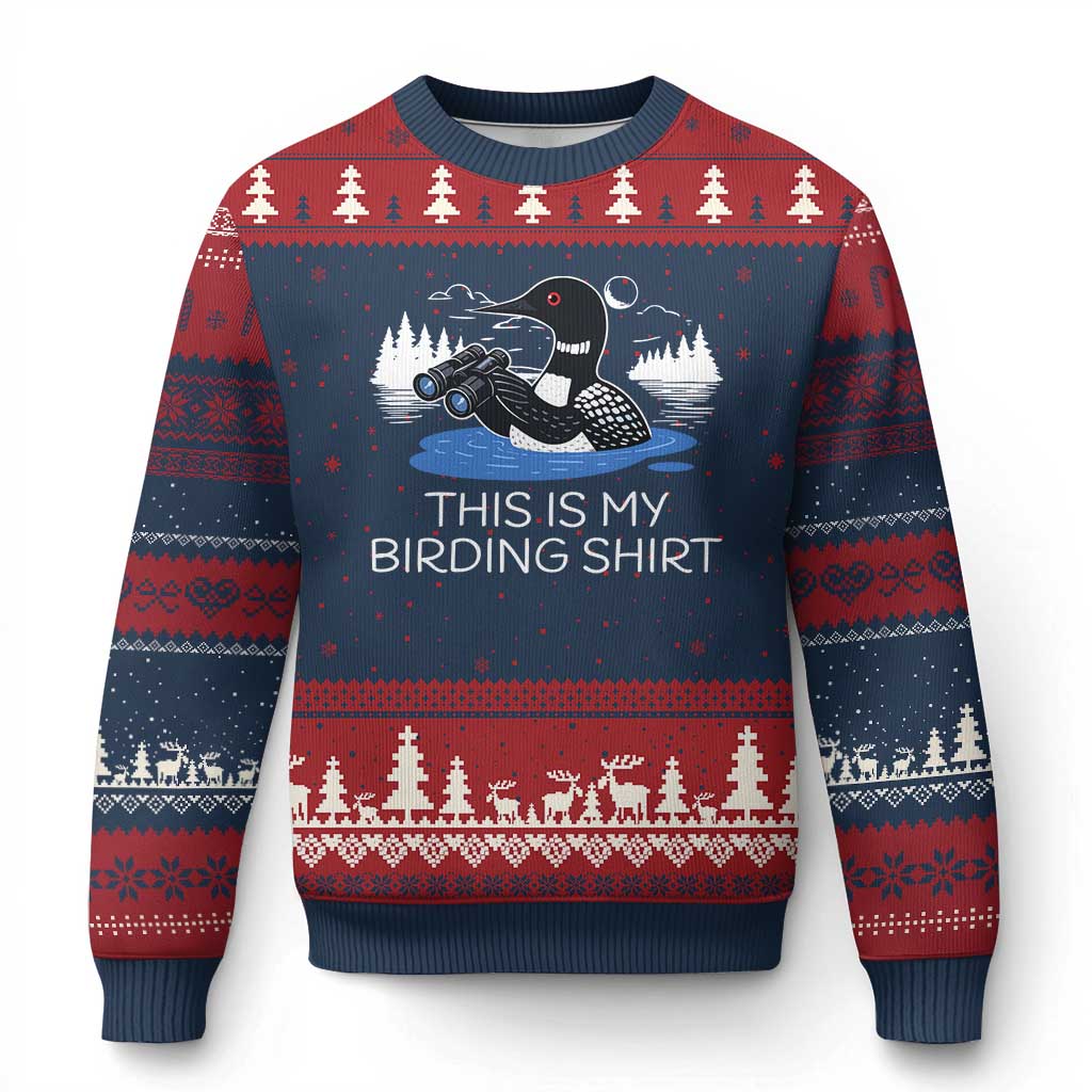 Funny Birding Ugly Christmas Sweater Loon Bird Watching - Wonder Print Shop