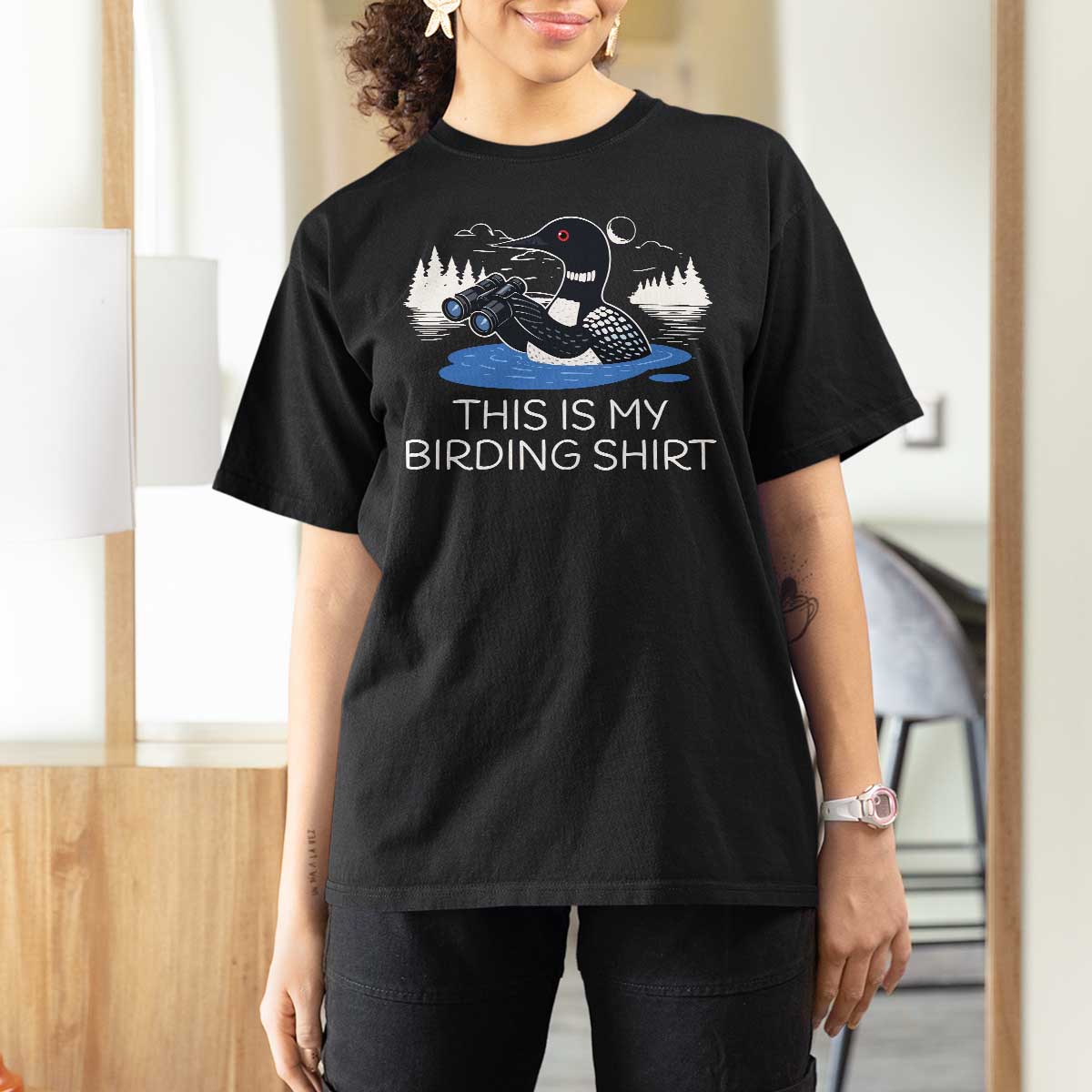 Funny Birding T Shirt For Women Loon Bird Watching - Wonder Print Shop