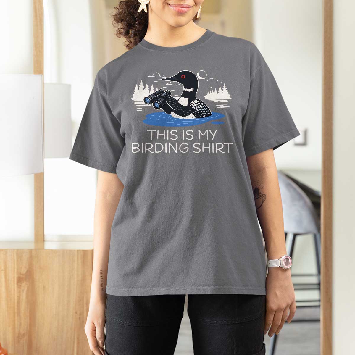Funny Birding T Shirt For Women Loon Bird Watching - Wonder Print Shop