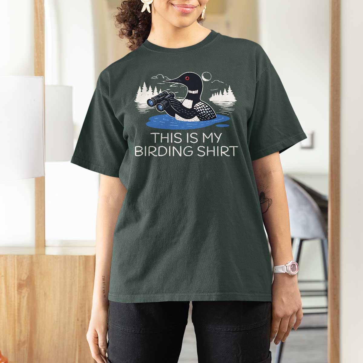 Funny Birding T Shirt For Women Loon Bird Watching - Wonder Print Shop