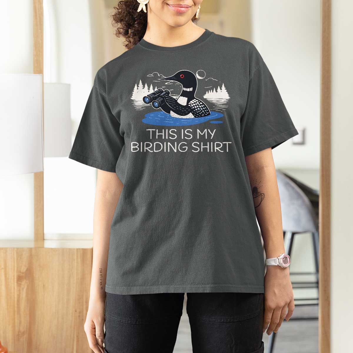 Funny Birding T Shirt For Women Loon Bird Watching - Wonder Print Shop