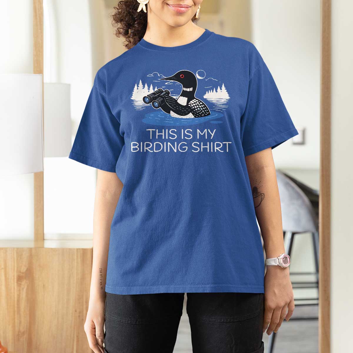 Funny Birding T Shirt For Women Loon Bird Watching - Wonder Print Shop