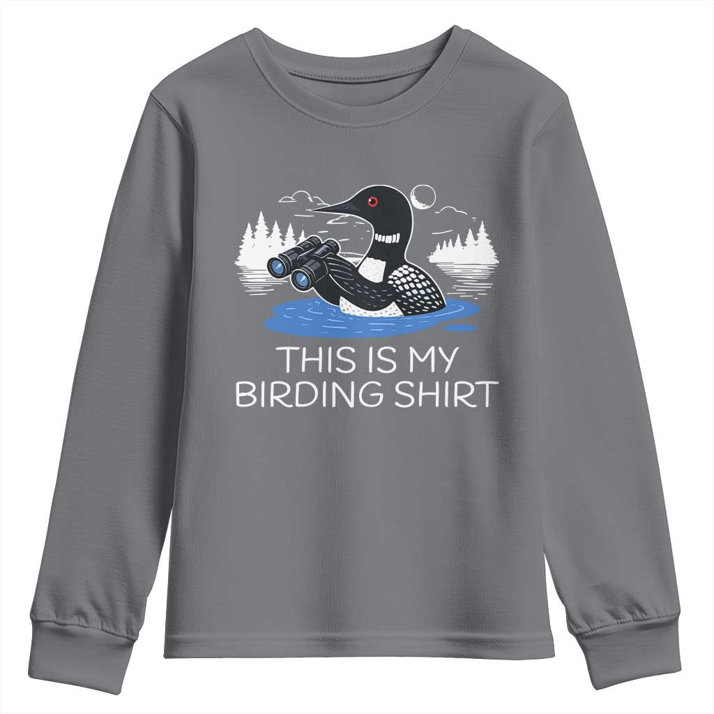 Funny Birding Youth Sweatshirt Loon Bird Watching - Wonder Print Shop