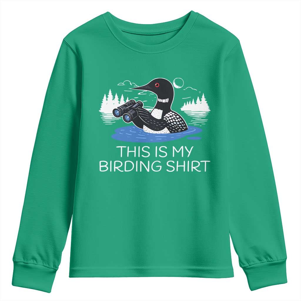 Funny Birding Youth Sweatshirt Loon Bird Watching - Wonder Print Shop