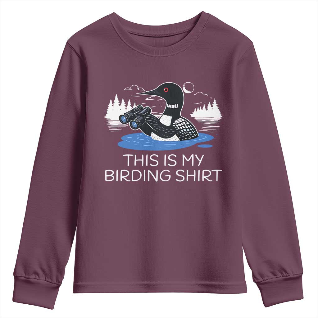 Funny Birding Youth Sweatshirt Loon Bird Watching - Wonder Print Shop