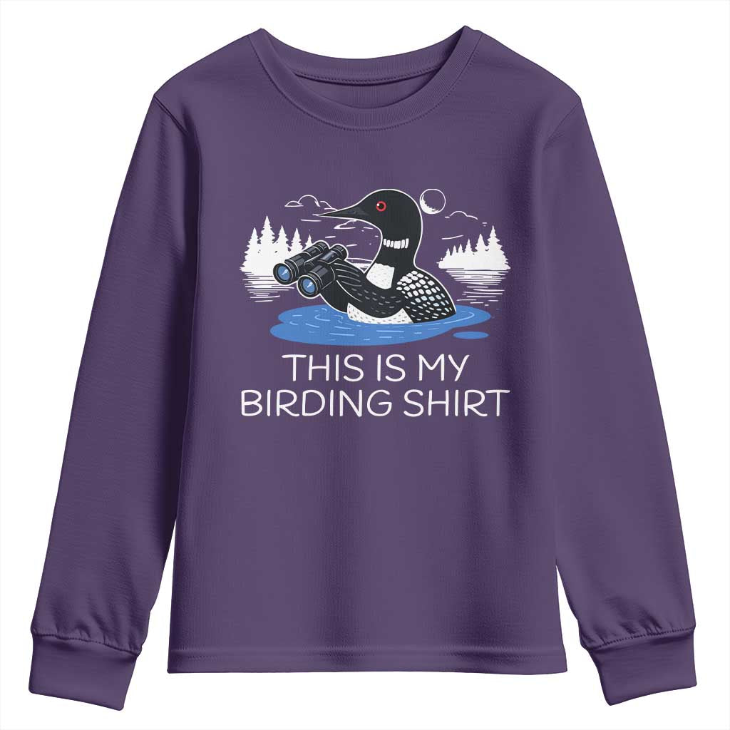 Funny Birding Youth Sweatshirt Loon Bird Watching - Wonder Print Shop