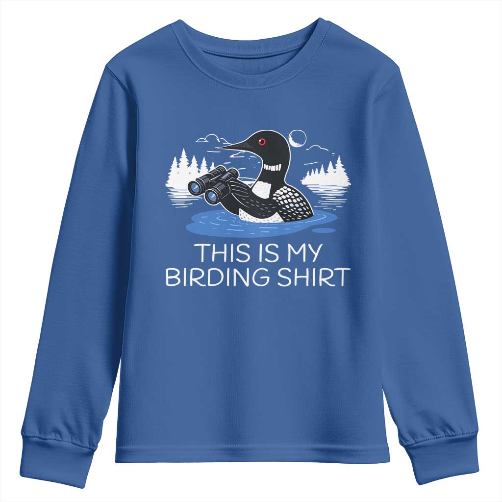 Funny Birding Youth Sweatshirt Loon Bird Watching - Wonder Print Shop