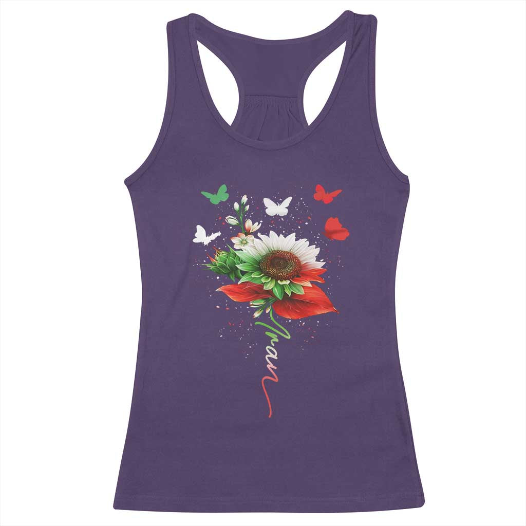 Iran Racerback Tank Top Free Iran Protest Sunflower Flag