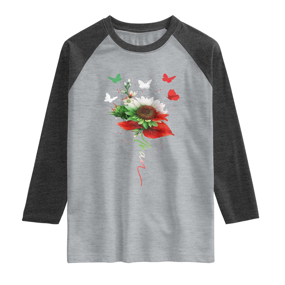 Iran Raglan Shirt Free Iran Protest Sunflower Flag