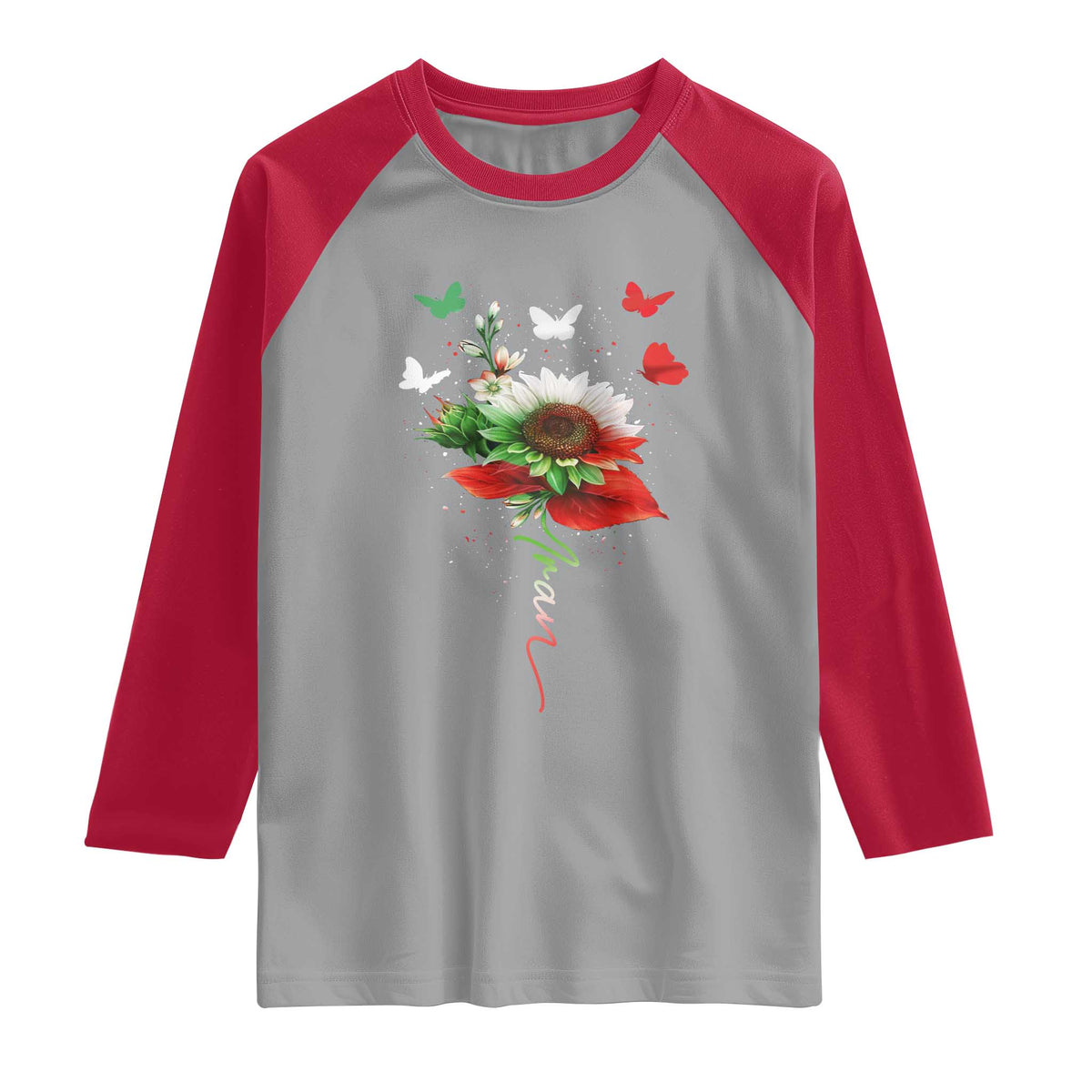 Iran Raglan Shirt Free Iran Protest Sunflower Flag