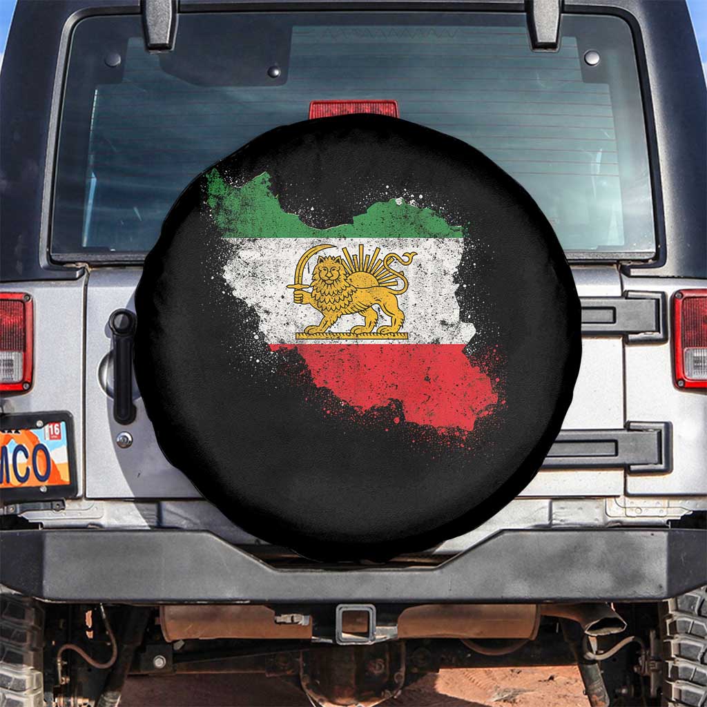Lion and Sun Iran Spare Tire Cover Shir o Khorshid Retro Vintage Watercolors Iran Flag