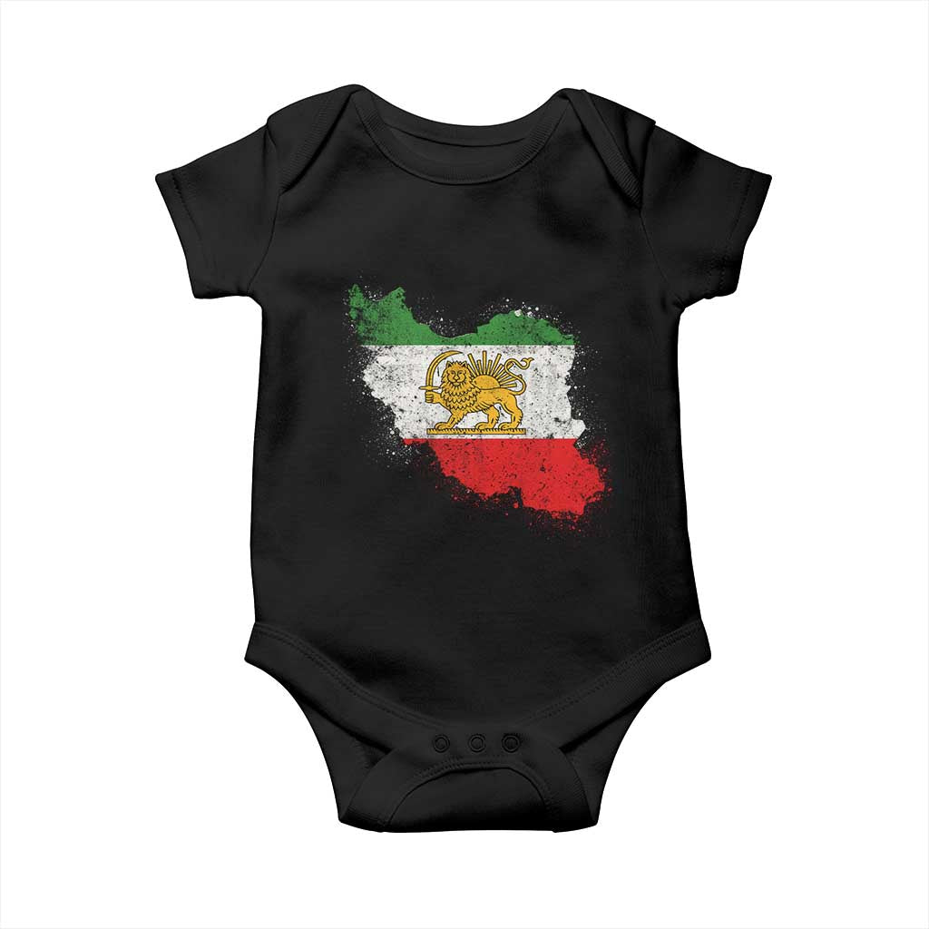 Lion and Sun Iran Baby Onesie Shir o Khorshid Retro Vintage Watercolors Iran Flag