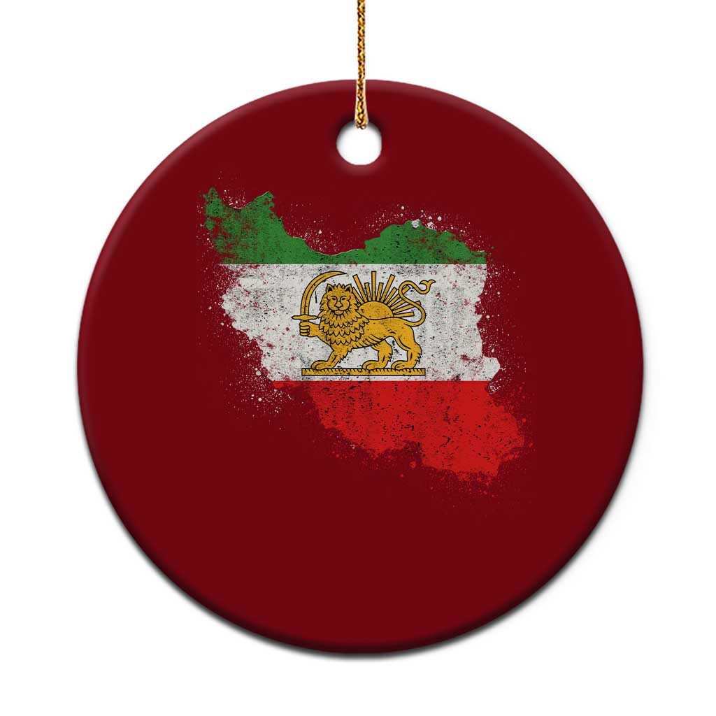 Lion and Sun Iran Ceramic Ornament Shir o Khorshid Retro Vintage Watercolors Iran Flag