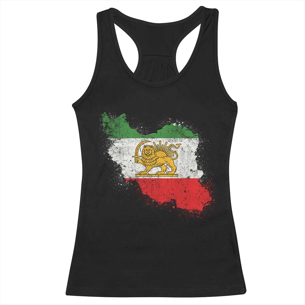 Lion and Sun Iran Racerback Tank Top Shir o Khorshid Retro Vintage Watercolors Iran Flag