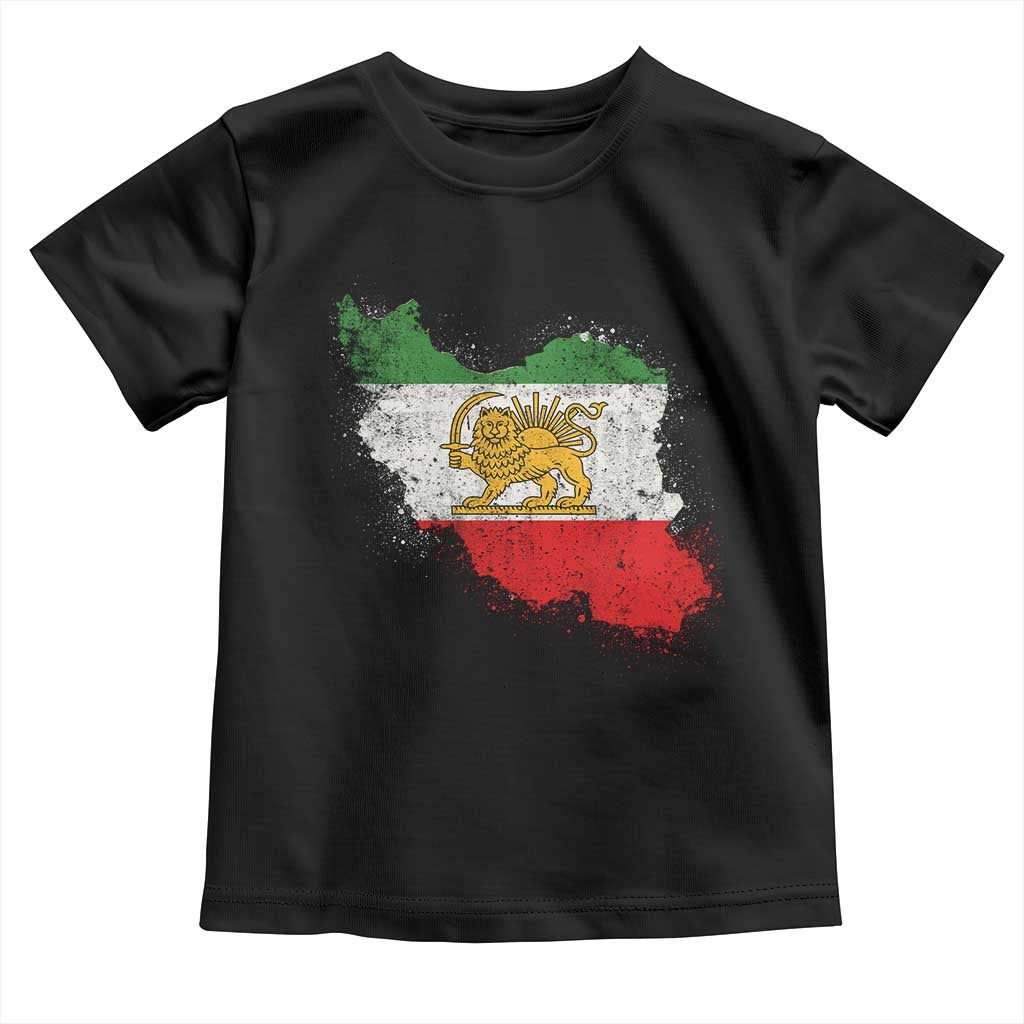 Lion and Sun Iran Toddler T Shirt Shir o Khorshid Retro Vintage Watercolors Iran Flag