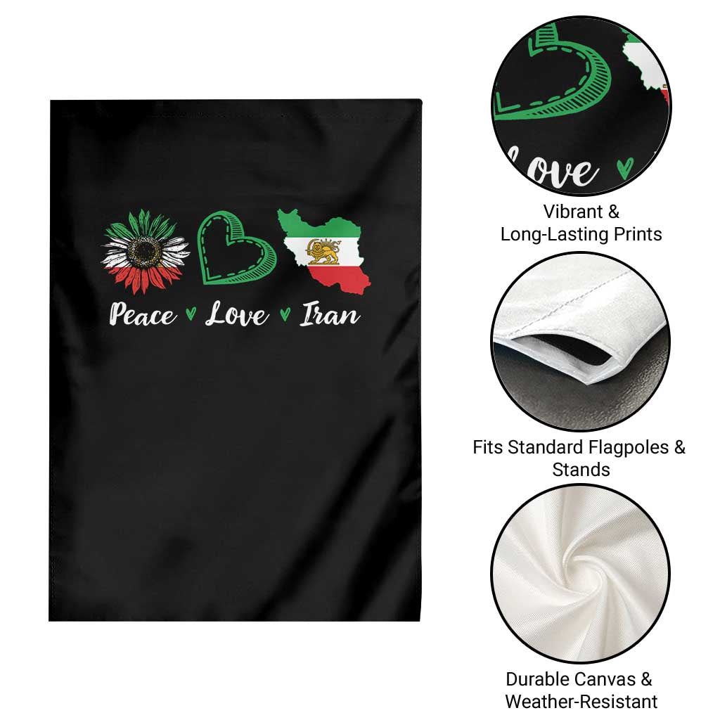 Peace Love Iran Garden Flag Sunflower Flag