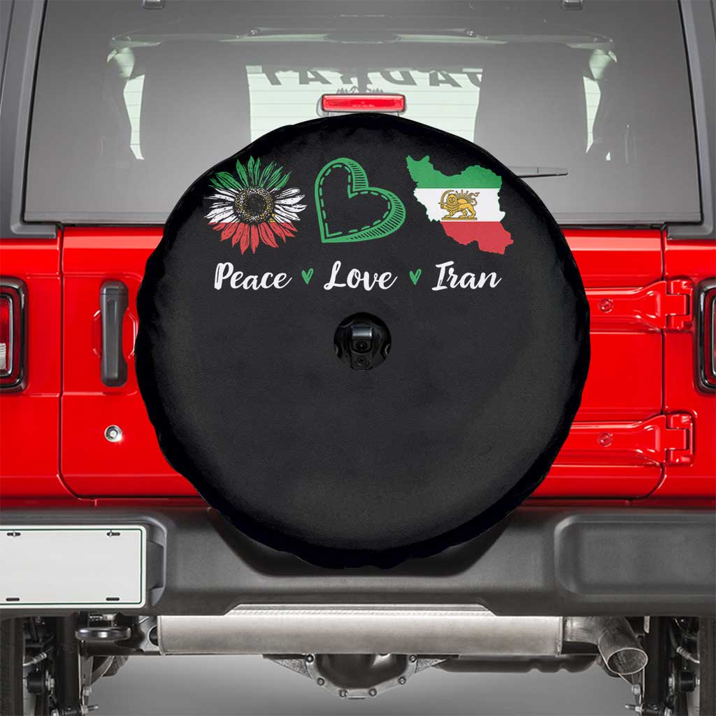 Peace Love Iran Spare Tire Cover Sunflower Flag