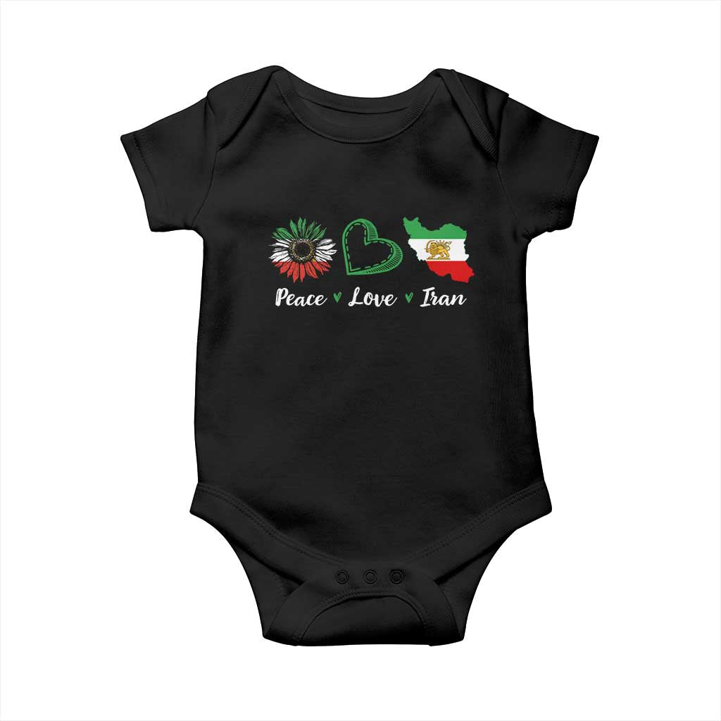 Peace Love Iran Baby Onesie Sunflower Flag