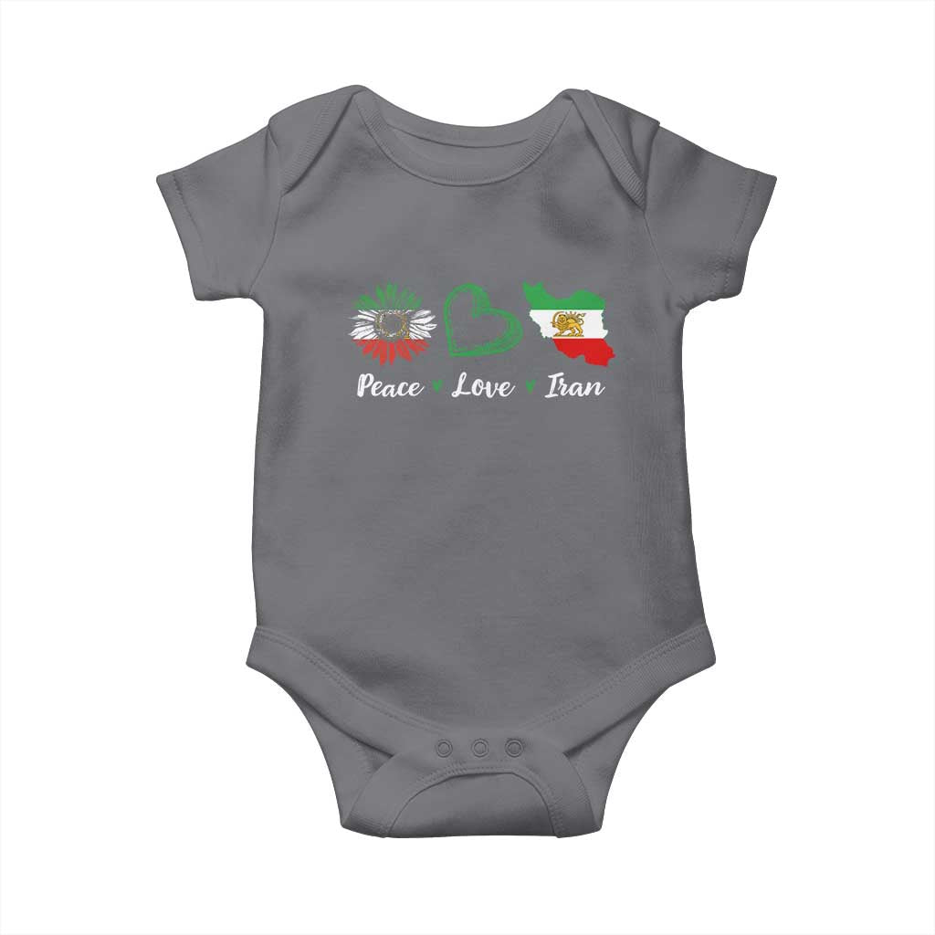 Peace Love Iran Baby Onesie Sunflower Flag