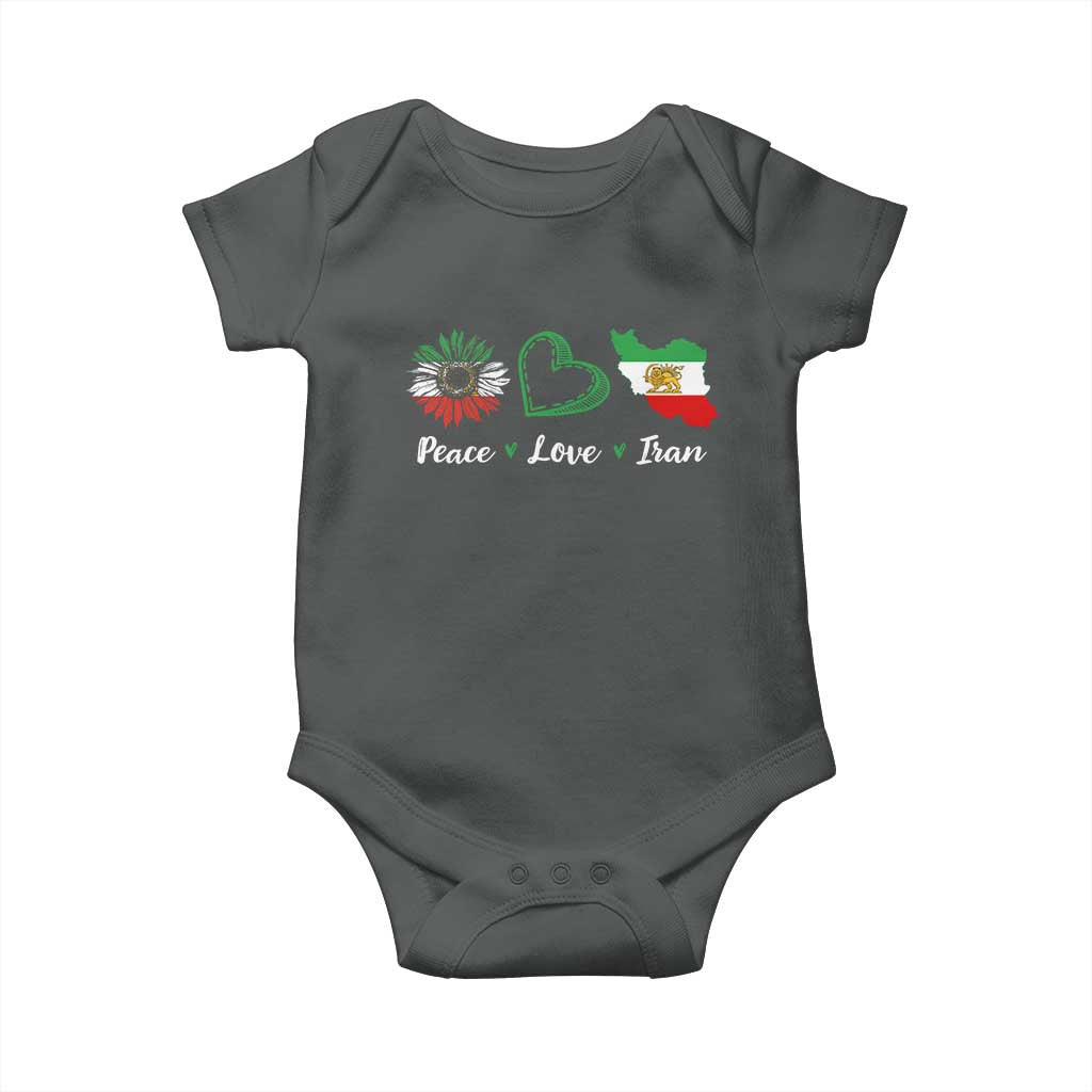 Peace Love Iran Baby Onesie Sunflower Flag