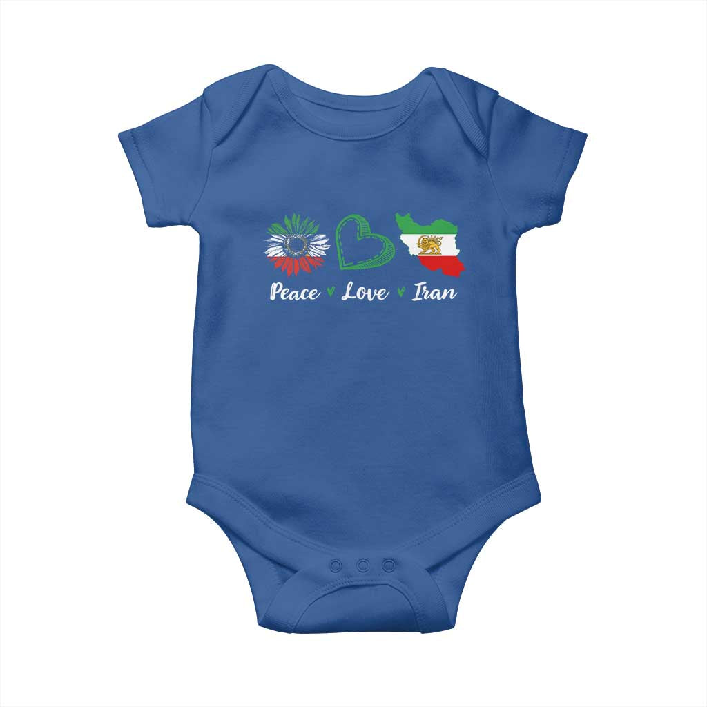 Peace Love Iran Baby Onesie Sunflower Flag