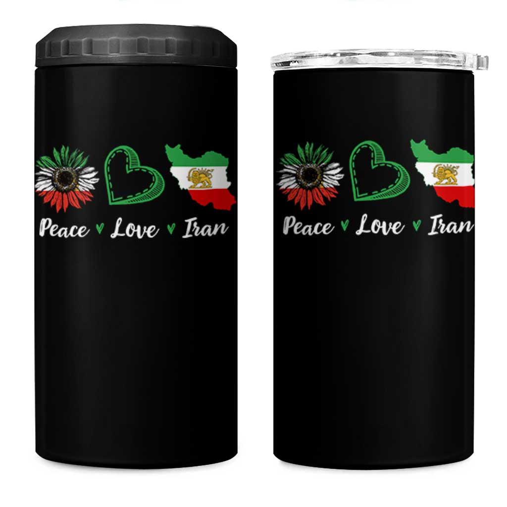 Peace Love Iran 4 in 1 Can Cooler Tumbler Sunflower Flag