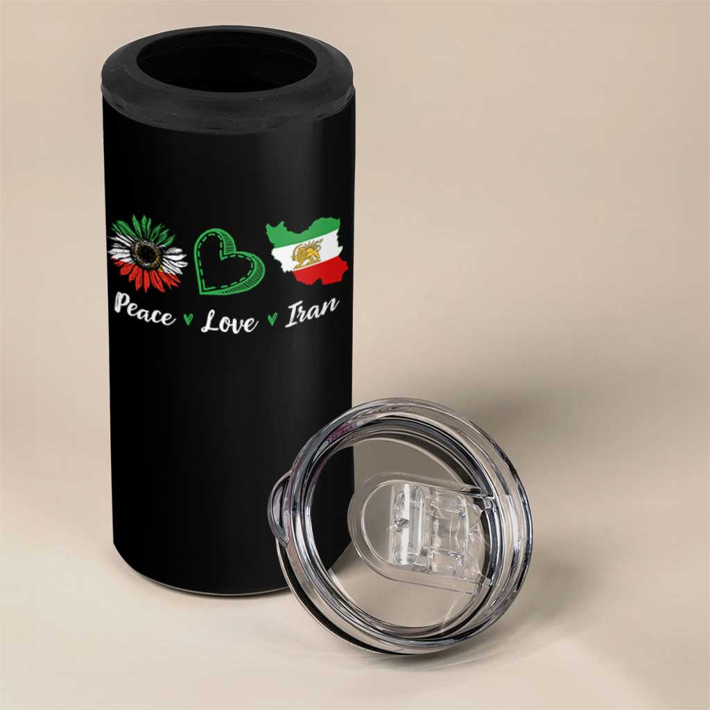 Peace Love Iran 4 in 1 Can Cooler Tumbler Sunflower Flag