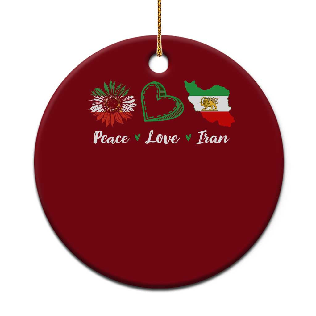 Peace Love Iran Ceramic Ornament Sunflower Flag