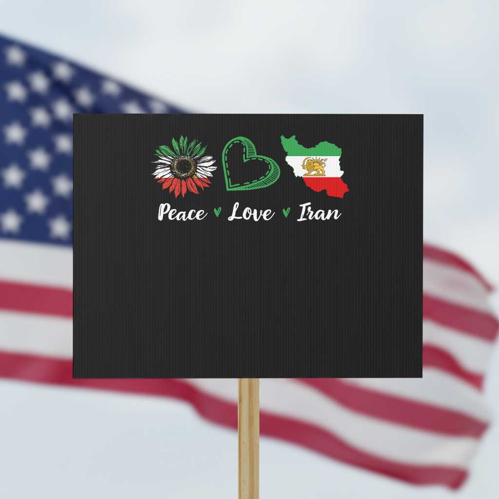 Peace Love Iran Protest Sign Sunflower Flag