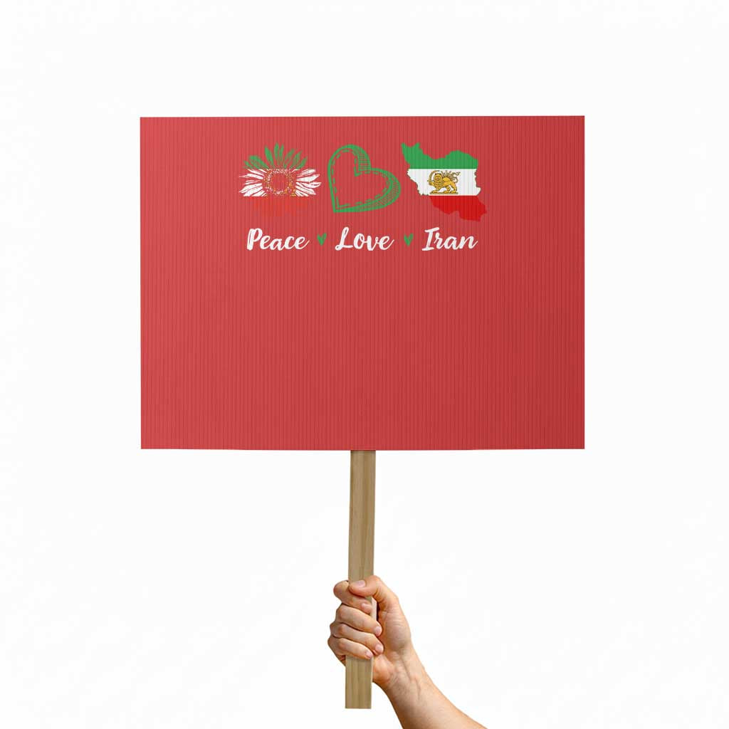 Peace Love Iran Protest Sign Sunflower Flag