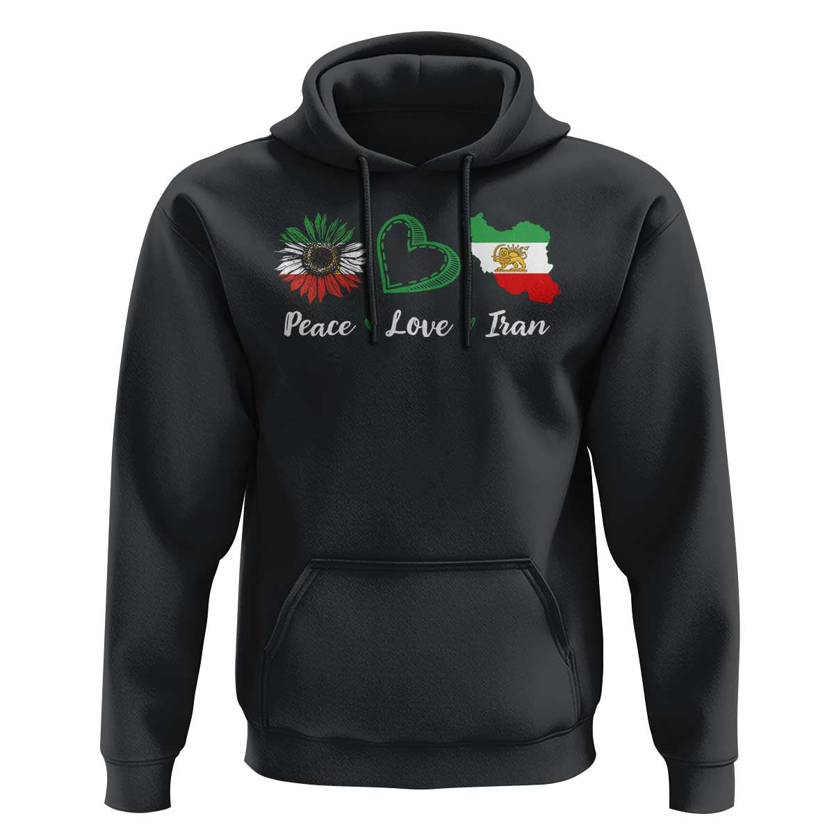 Peace Love Iran Hoodie Sunflower Flag