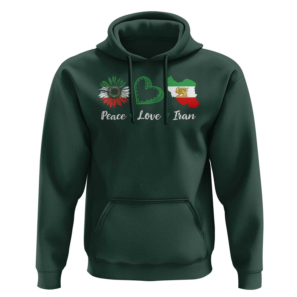 Peace Love Iran Hoodie Sunflower Flag