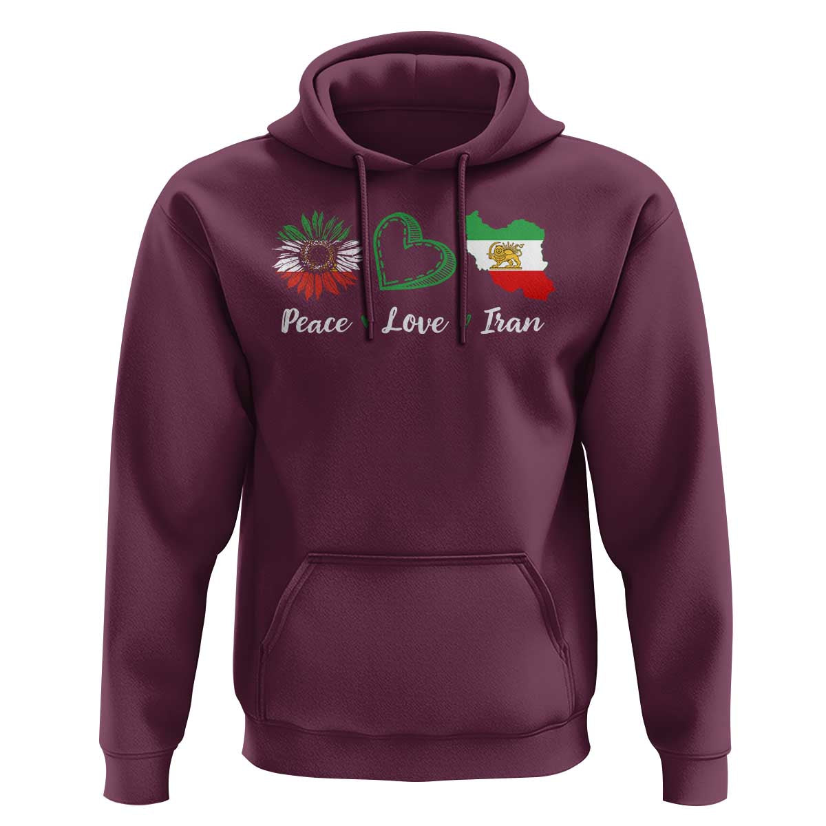 Peace Love Iran Hoodie Sunflower Flag