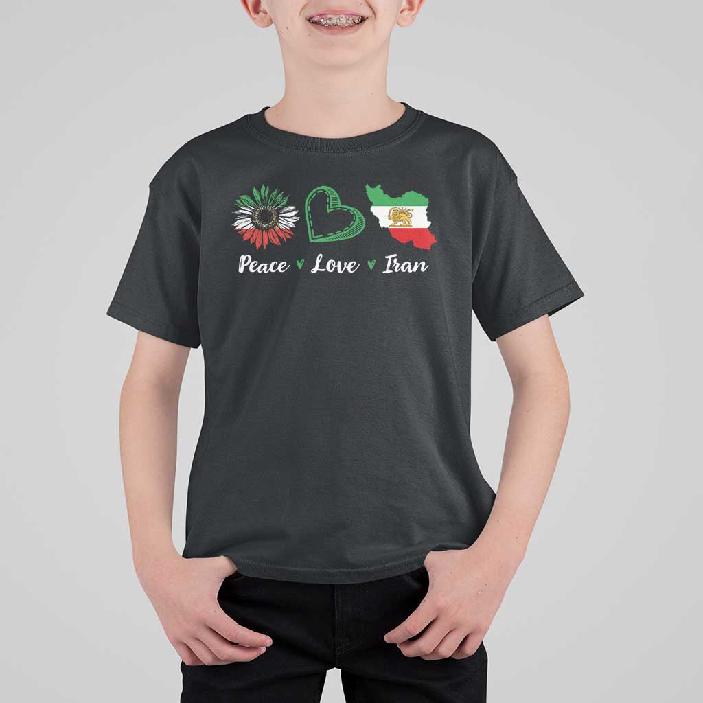 Peace Love Iran T Shirt For Kid Sunflower Flag