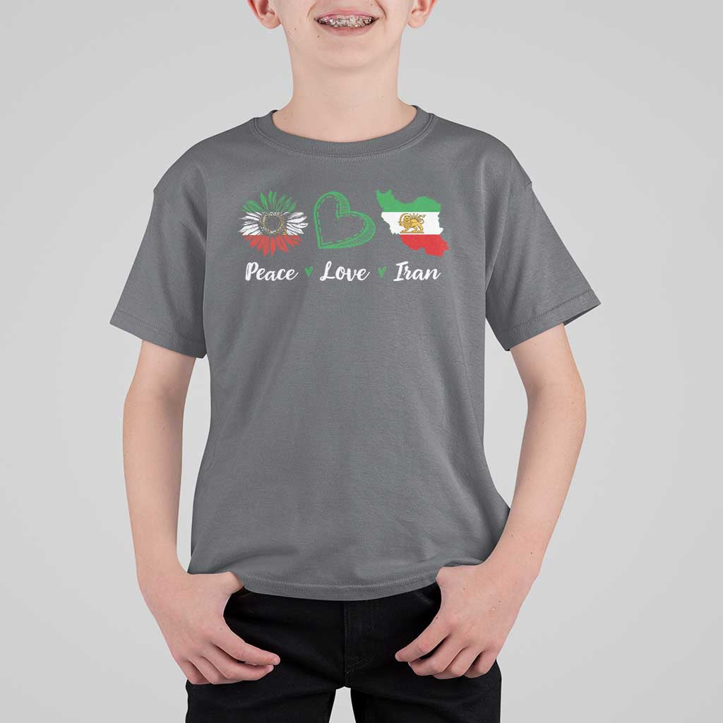 Peace Love Iran T Shirt For Kid Sunflower Flag