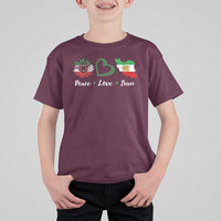 Peace Love Iran T Shirt For Kid Sunflower Flag