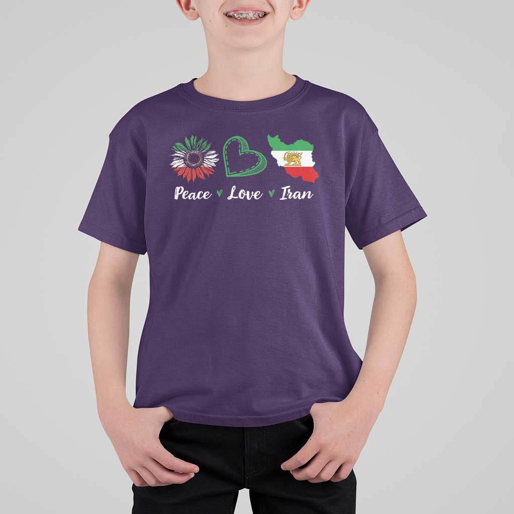 Peace Love Iran T Shirt For Kid Sunflower Flag