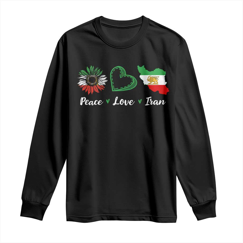 Peace Love Iran Long Sleeve Shirt Sunflower Flag