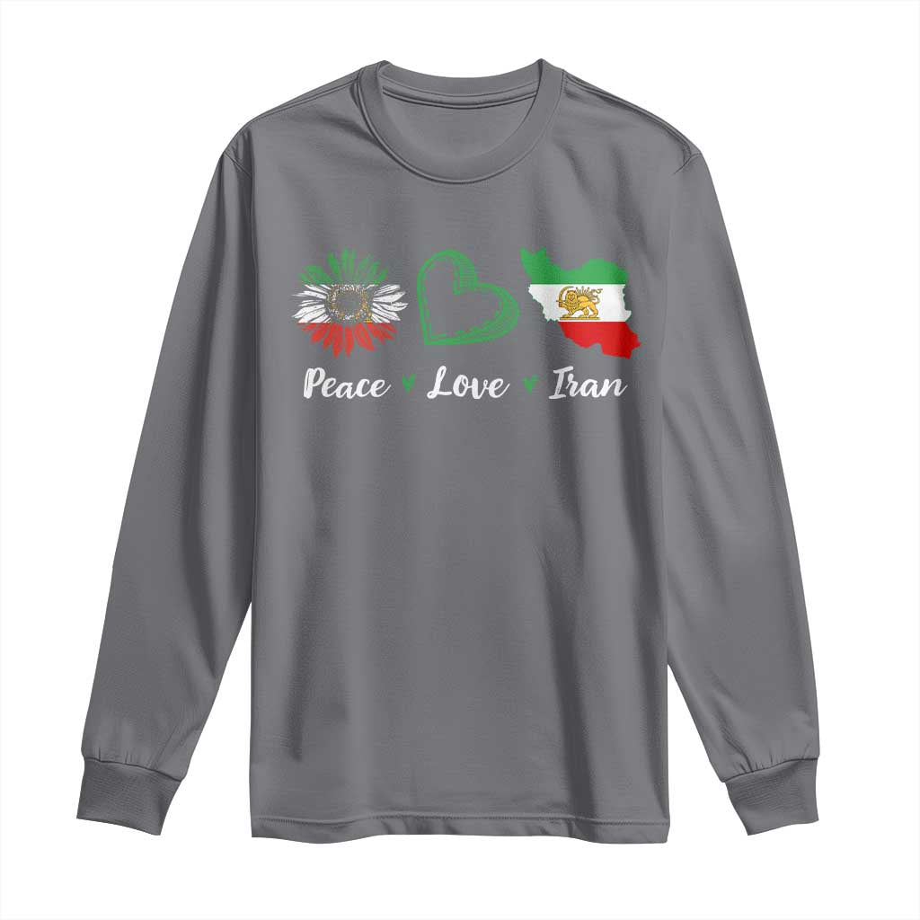 Peace Love Iran Long Sleeve Shirt Sunflower Flag