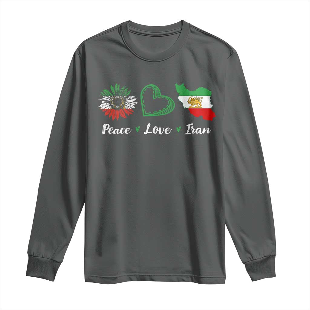 Peace Love Iran Long Sleeve Shirt Sunflower Flag