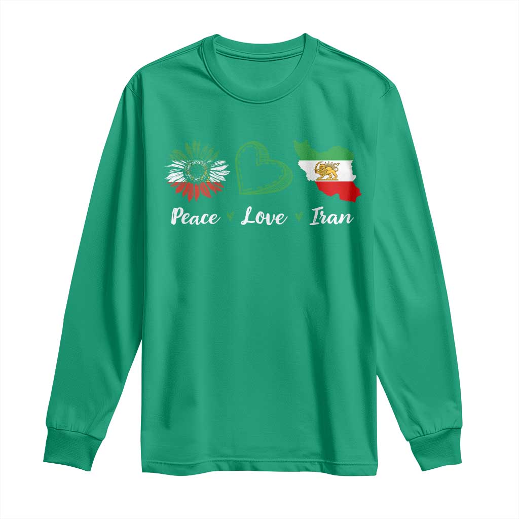 Peace Love Iran Long Sleeve Shirt Sunflower Flag