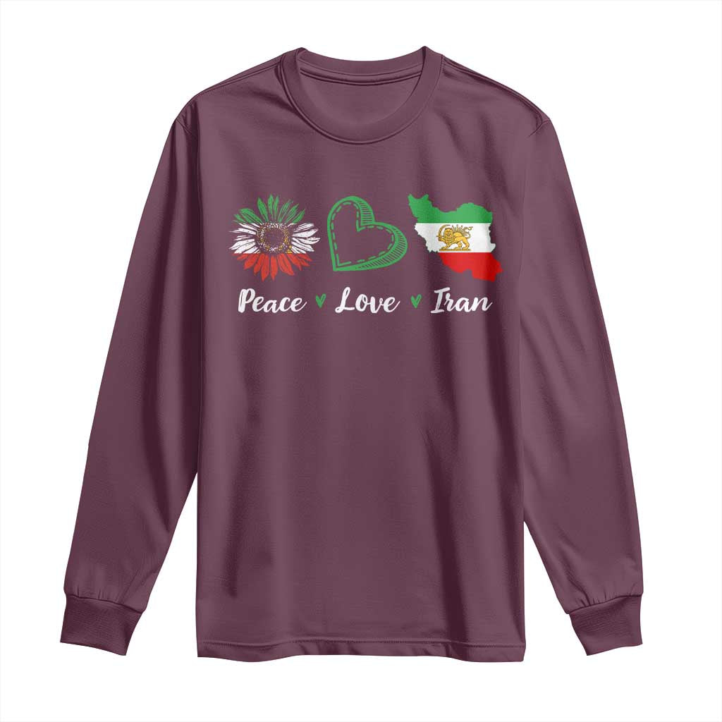 Peace Love Iran Long Sleeve Shirt Sunflower Flag