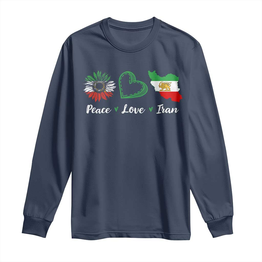 Peace Love Iran Long Sleeve Shirt Sunflower Flag