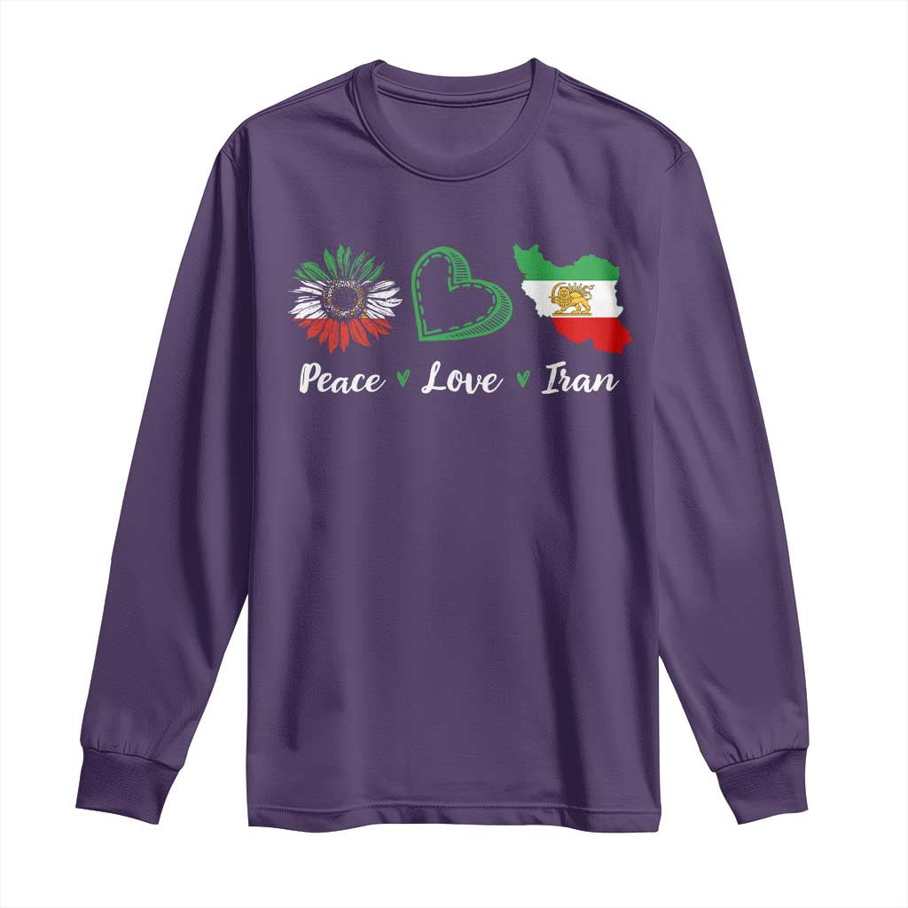 Peace Love Iran Long Sleeve Shirt Sunflower Flag