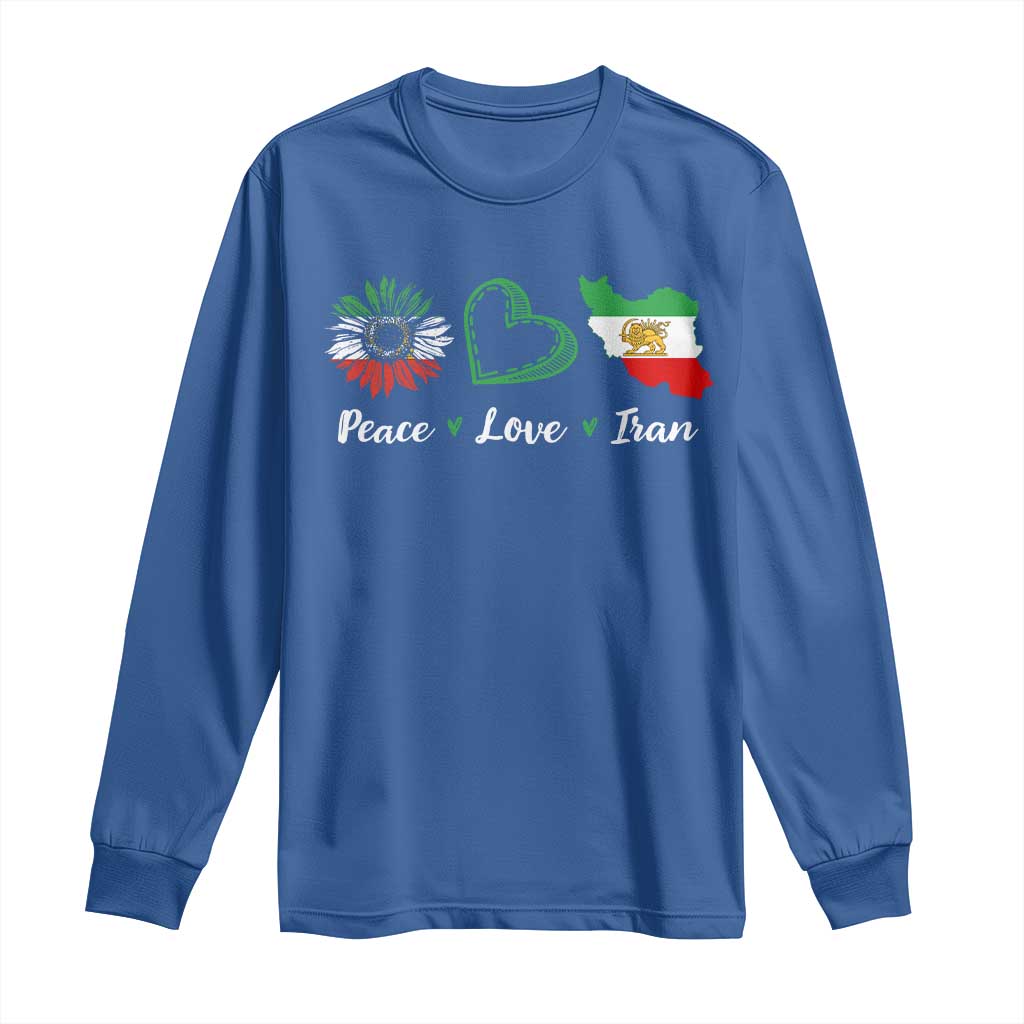 Peace Love Iran Long Sleeve Shirt Sunflower Flag